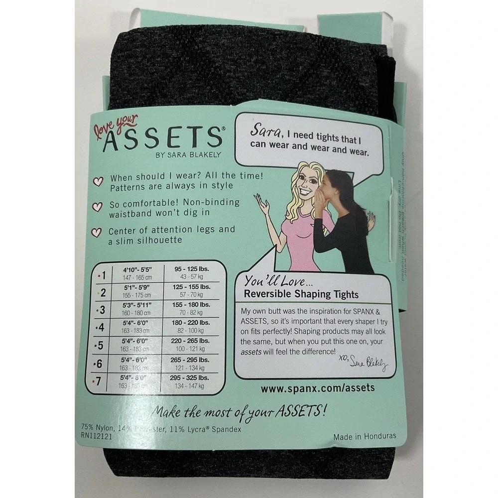 NIP Spanx Love Your Assets Flipside Diamond Reversible Shaping Tights Black Sz 1